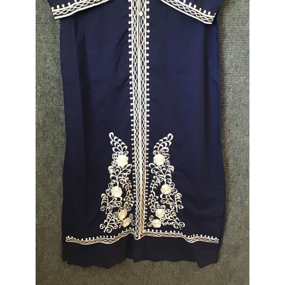 Vintage Daisy's Creations Dress Size 8 Maxi Embroidered Blue 60s Philippines - Picture 3 of 6